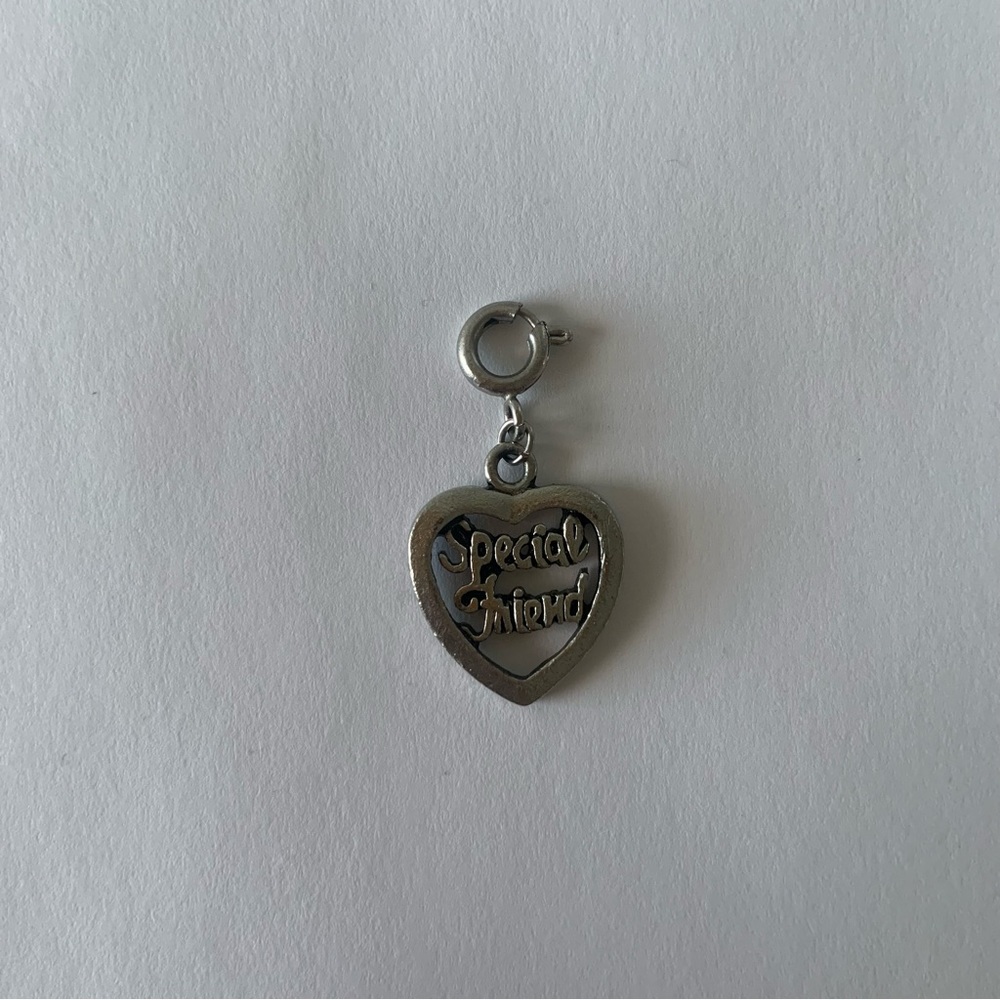 Silver Friendship Heart Charm Bracelet Charm